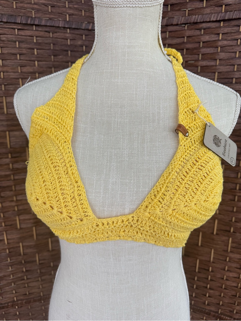 Beehive Handmade Yellow Crochet Halter/Bralette